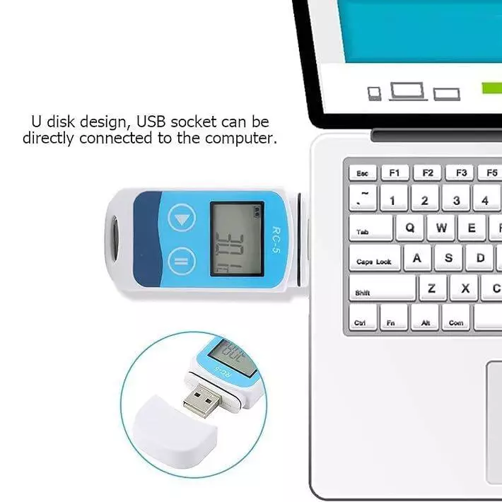 HSETIN USB Temperature Data Logger Temperature & Humidity Sensor with LCD Display and 3 W Power, RC-5