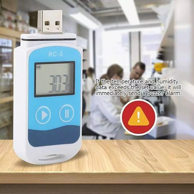 HSETIN USB Temperature Data Logger Temperature & Humidity Sensor with LCD Display and 3 W Power, RC-5