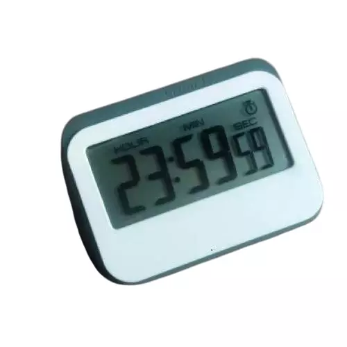 MxRady Digital Kitchen Timer with LCD Display, Plastic Body and 5 Buttons, Grey and White, DT-1047