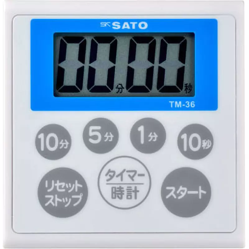 Sato Keiryoki Kitchen Timer 1 button alkaline battery LR44 Power Supply 1-1876-21 Part No Count up: 10 seconds, TM-36