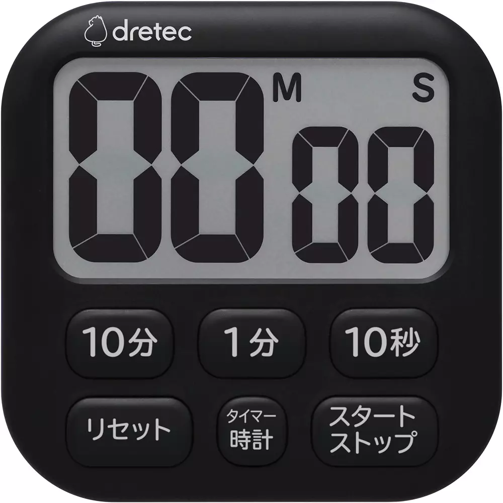 DRETEC Digital Timer AAA battery Power Supply Hook Hole/Stand: Yes, Notification Method: Alarm Function Neodymium, T-621BK