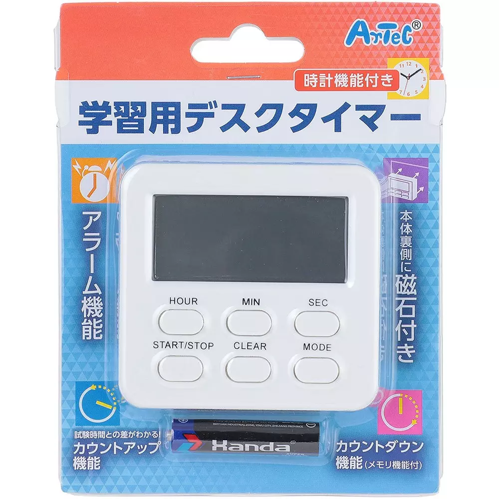 Artec Desk Timer Main unitx1, AAA batteryx1, 74582