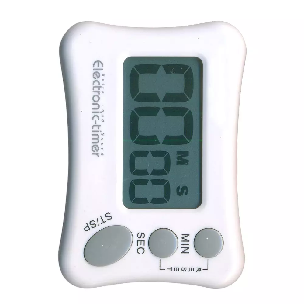 MxRady Digital Count Down/Up Timer 99 Mins : 59 Sec, LCD Display and ABS Plastic Body, Grey and White, DT-1045 OM