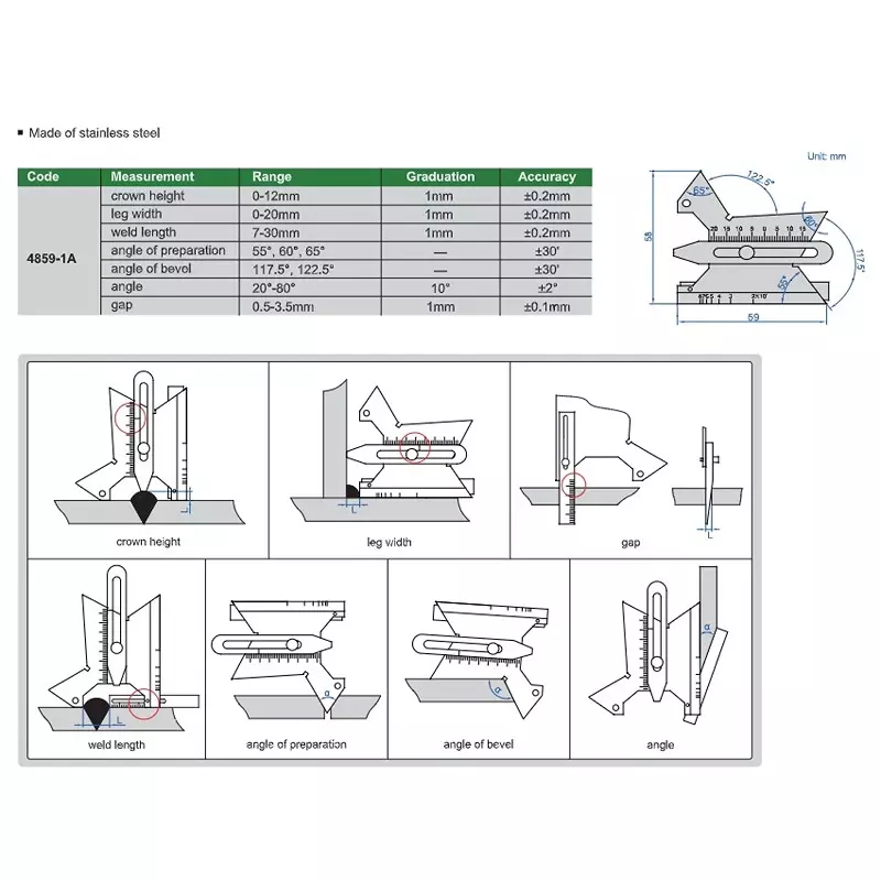 insize-welding-gauge-with-stainless-steel-body-0-12-mm-crown-height-range-and-1-mm-graduation-4859-1a