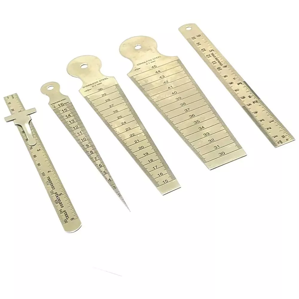 Assorts Bore Gauge, Depth Gauge & Ruler ?Stainless Steel ?Pocket Size Gauge 1 Range: 2-16 mm, Gauge 2 Range: 15-30 mm, Gauge 3 Range: 30-45 mm (Pack of 3)