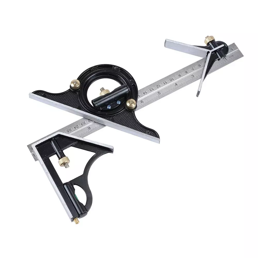 DY TOOLS Combination Protractor Tri-Square Angle Ruler 30.5 cm (12 inch) Length 0-600 mm Measuring Range, PL7981
