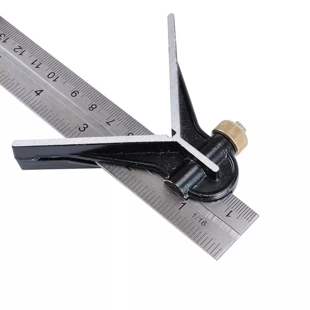 DY TOOLS Combination Protractor Tri-Square Angle Ruler 30.5 cm (12 inch) Length 0-600 mm Measuring Range, PL7981