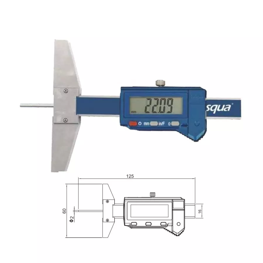 Dasqua Mini Digital Depth Gauge 0-30 mm (0-1.2 inch), 2240-0030