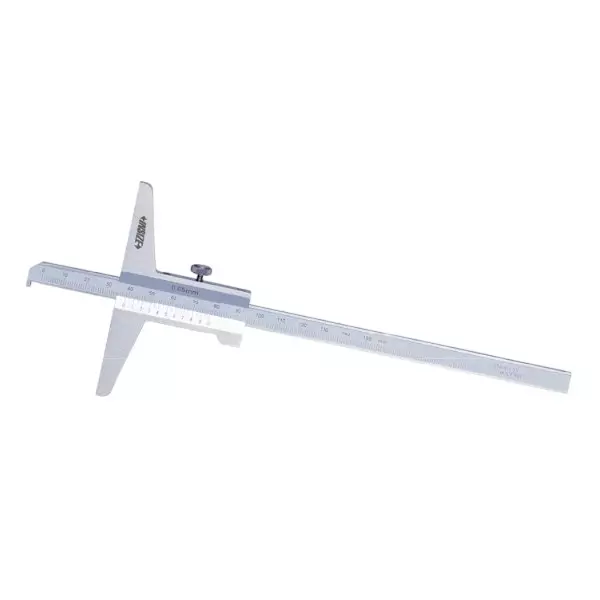 Insize Vernier Hook Depth Gauge 0-200 mm Range and 0.02 mm Graduation for Measuring Depth of Slots, Holes and Recess, 1245-200