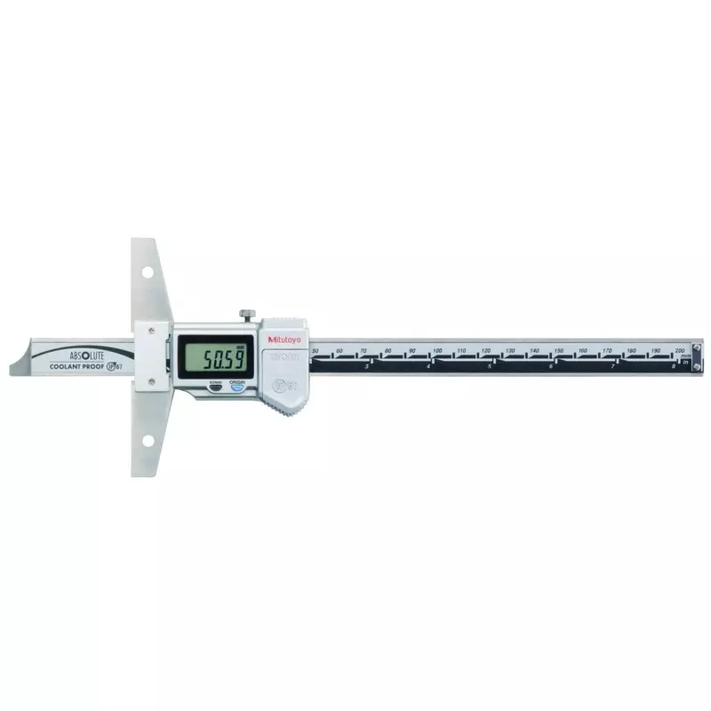 Mitutoyo ABSOLUTE Digimatic Depth Gage 0-200 mm Range ±0.02 mm Accuracy, 571-262-20