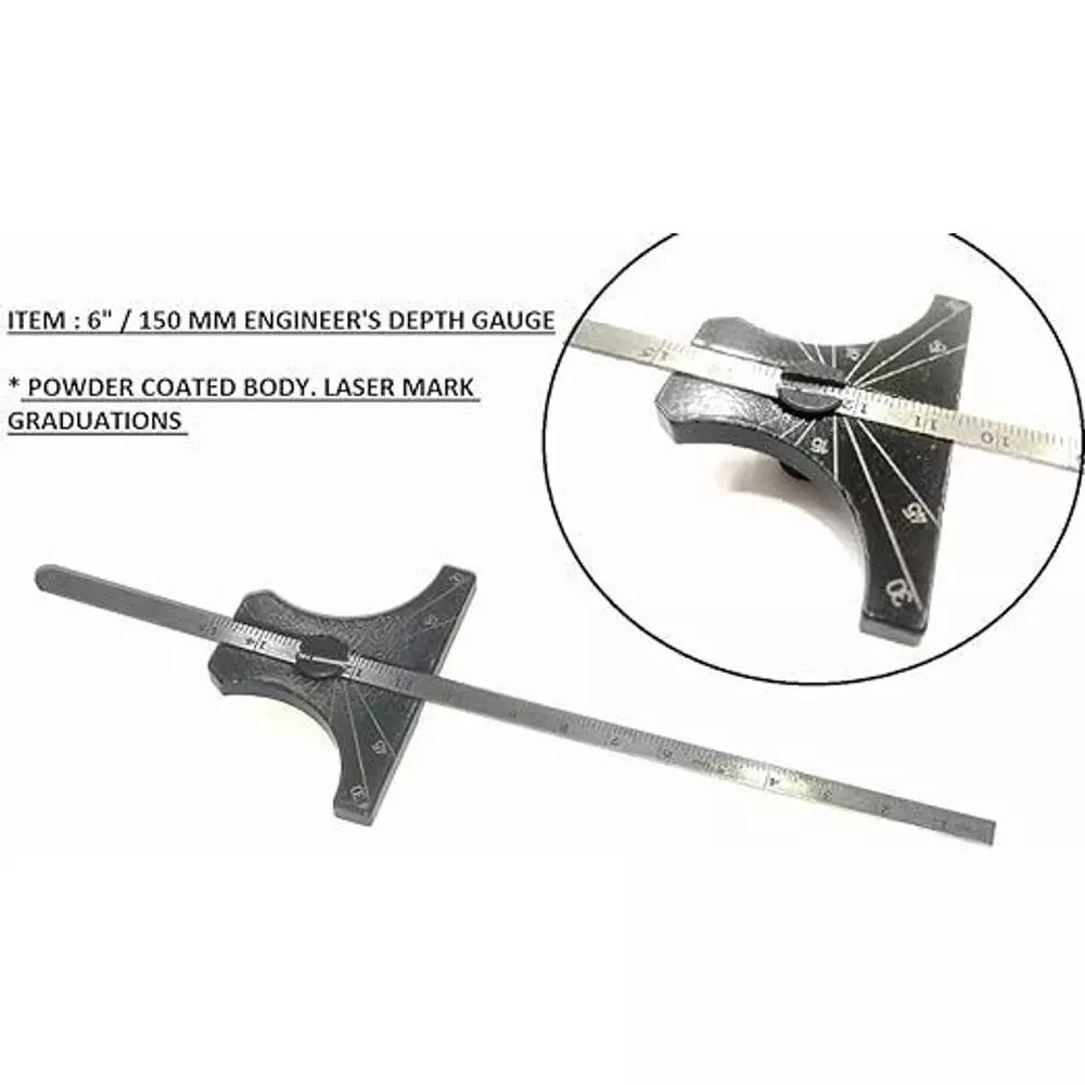 Aastha Tools Depth Gauge Stainless Steel 6 Inch (150 mm)