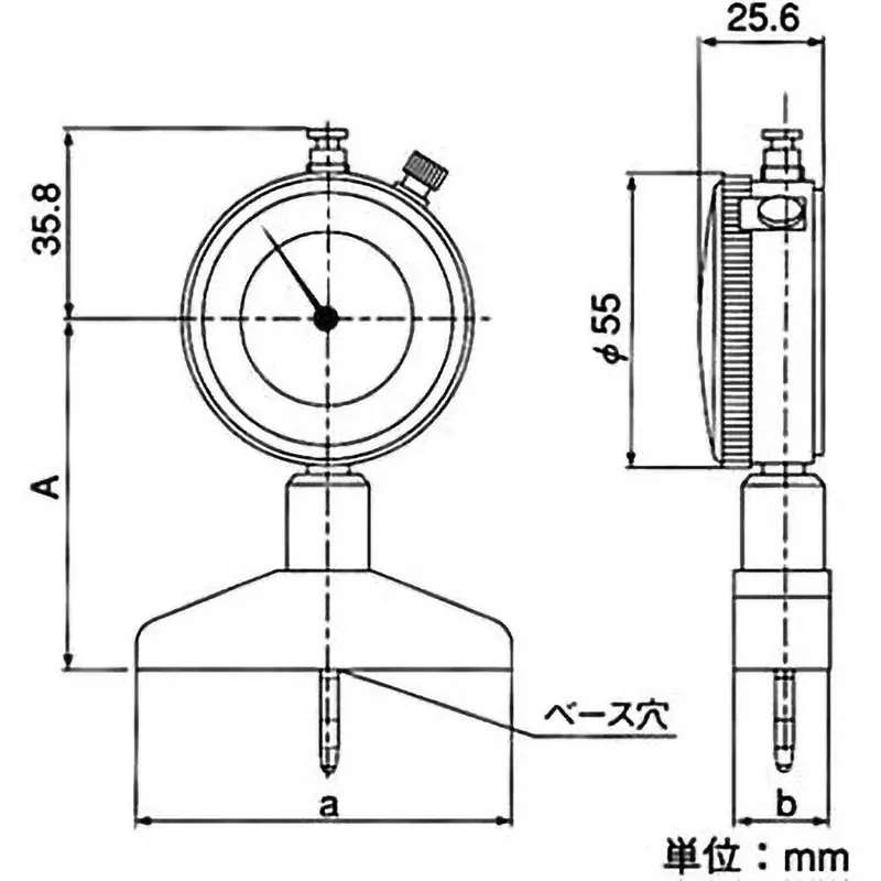 Teclock Dial Depth Gauge 20 mm Measuring Ranges 0.01 mm Minimum Reading 2.2 or less N Measuring Force, DM-220