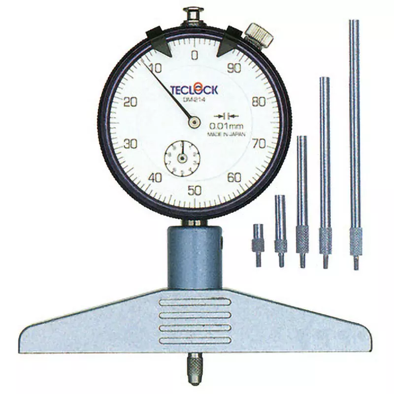 Teclock Dial Depth Gauge Includes 5 extension legs Included Components 0.01 mm Minimum Reading 12.0 μm Accuracy, DM-214