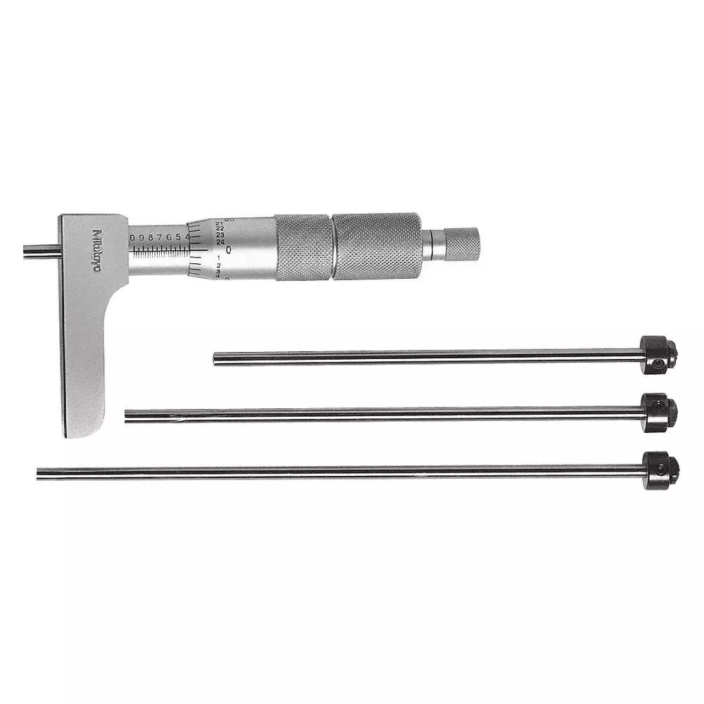 Mitutoyo Depth Micrometer 129 Series 0 - 4 inch (0 - 100 mm) Range, 129-331