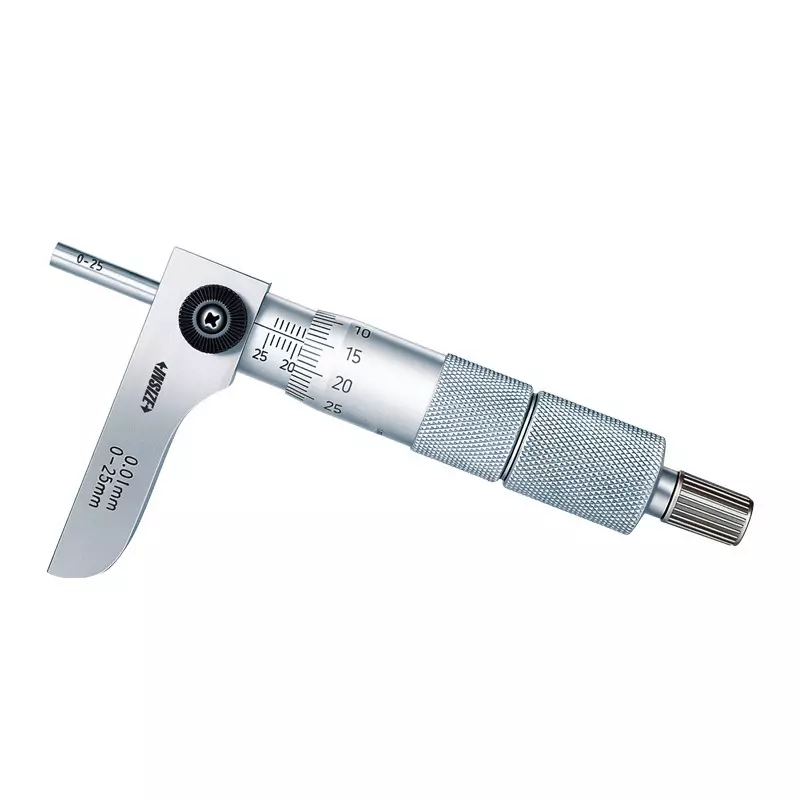 INSIZE Depth Micrometer With Half Base, Flat End Rod 0-75 mm Range and 0.01 mm Graduation, 3242-75