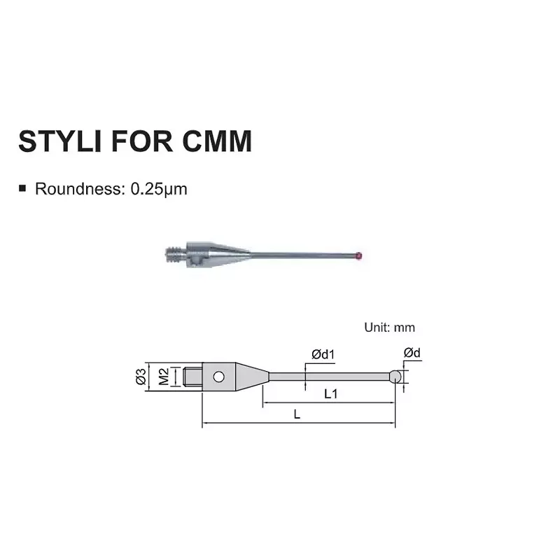 insize-m2-styli-3-mm-diameter-50-mm-length-and-025-m-roundness-for-cmm-isq-20-185