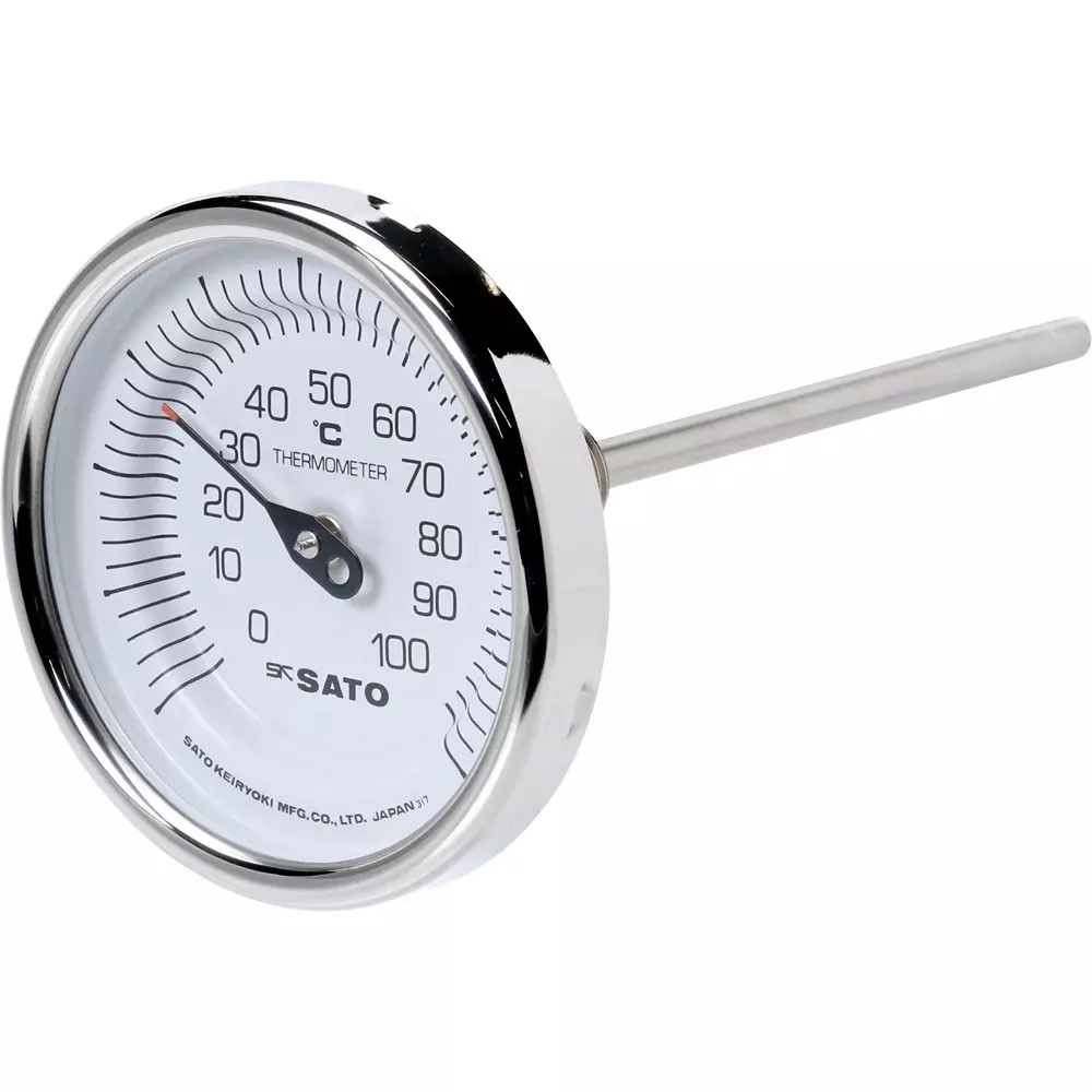 SATO KEIRYOKI Bimetal Thermometer 0 to 100 ℃ Measuring Range, BM-T-90S 0:100℃ 150L(2010-34)