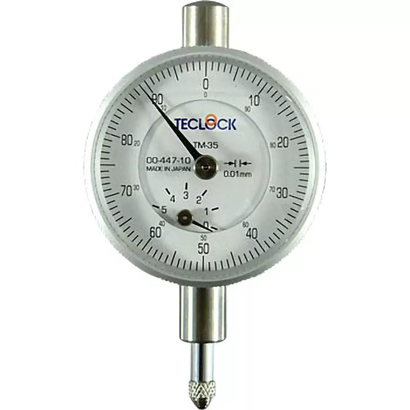 Teclock Small Dial Gauge 0-50-100 Scale Type 5 mm Measuring Ranges 0.01 mm Minimum Reading, TM-35F