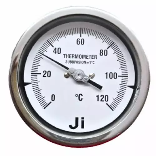 Japsin Instrumentation Bimetal Dial Thermometer Temperature Gauge 0 to 120°C Range 100 mm (4 inch) Dial Size, JIPL-BMT-100MM-12