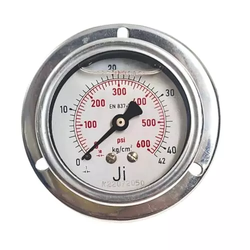 Japsin Instrumentation Glycerin Filled Economical Pressure Gauge 0 to 42 Kg/cm² Range 63 mm (2½ Inch) Dial Size, JIPL-EPG-63MM-2