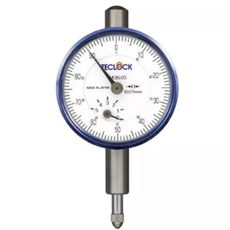 Teclock Dial Gauge 0 to 1 mm Measuring Ranges 0.001 mm Minimum Reading Flat Back Plate Specification, TM-110Df