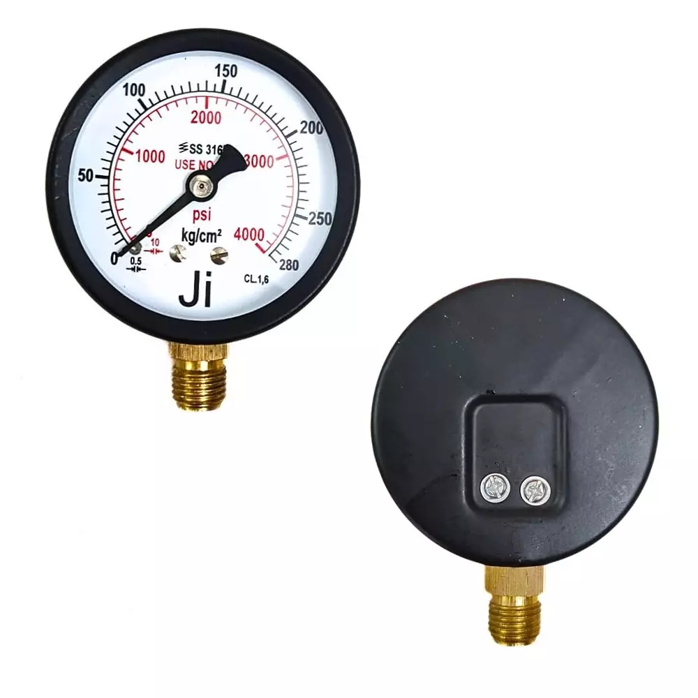 Japsin Instrumentation Commercial Oxygen Pressure Gauge 0-280 Kg/cm² Range 63 mm (2½ Inch) Dial Size, JIPL-CPG-63MM-OXY-B1
