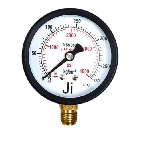 Japsin Instrumentation Commercial Oxygen Pressure Gauge 0-280 Kg/cm² Range 63 mm (2½ Inch) Dial Size, JIPL-CPG-63MM-OXY-B1