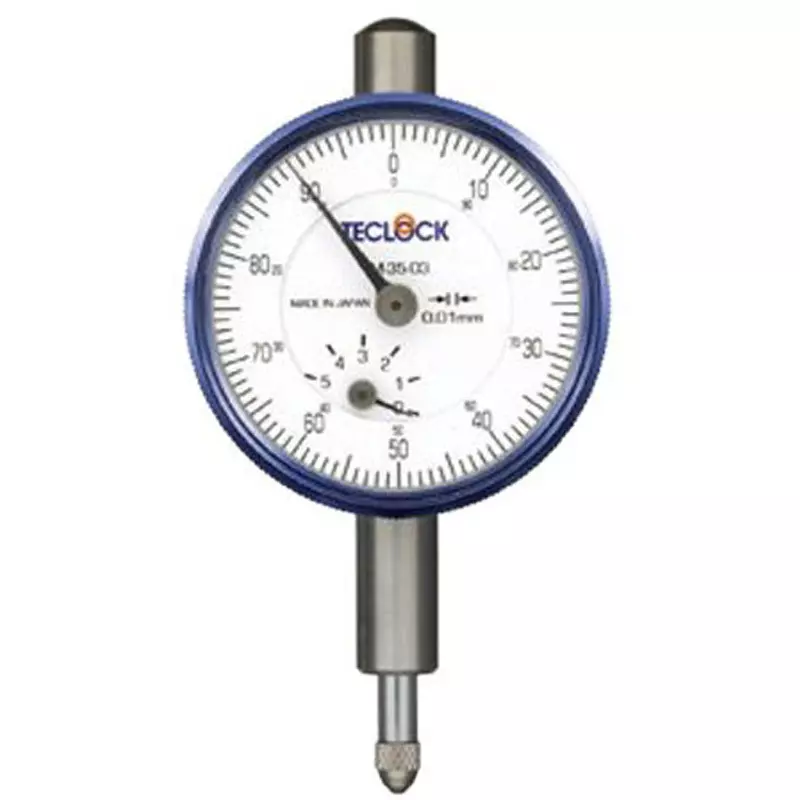 Teclock Small Dial Gauge 0-50-100 Scale Type 0 to 5 mm Measuring Ranges 0.01 mm Minimum Reading, TM-35-03F