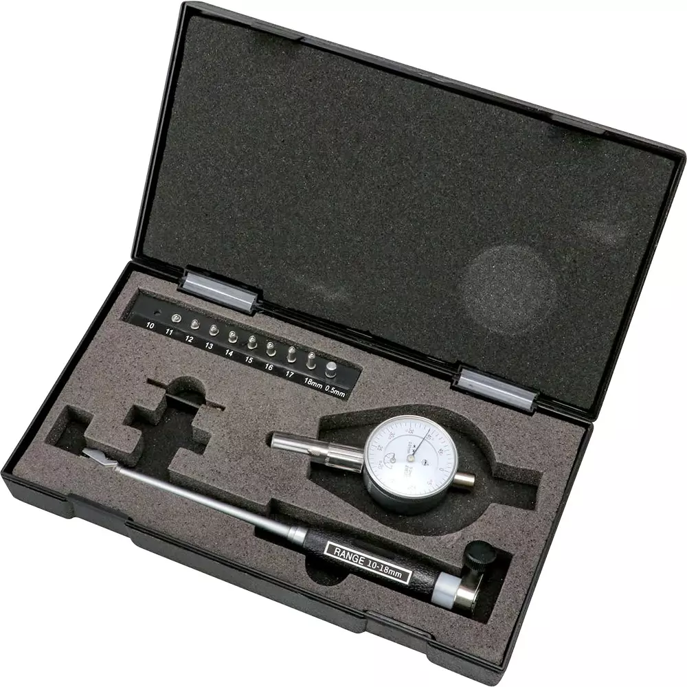 Monotaro Cylinder Gauge For Small Diameter With Dial Gauge 10 To 18 mm Measuring Range, 12084809 (1 Kit)