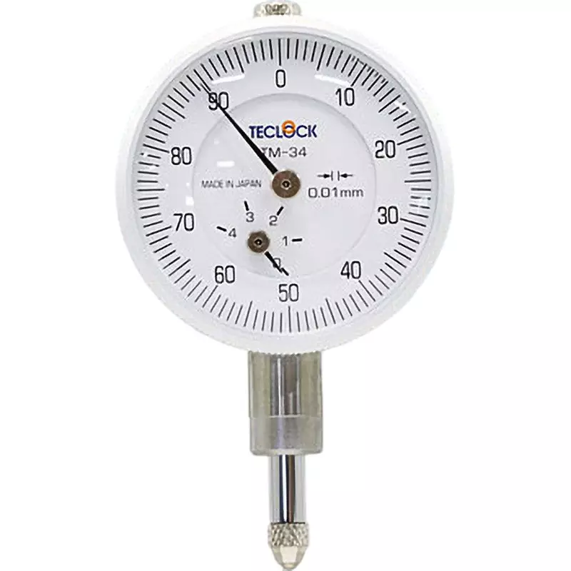 Teclock Small Dial Gauge 4 mm Measuring Ranges 0.01 mm Minimum Reading 5 μm Repeatability, TM-34