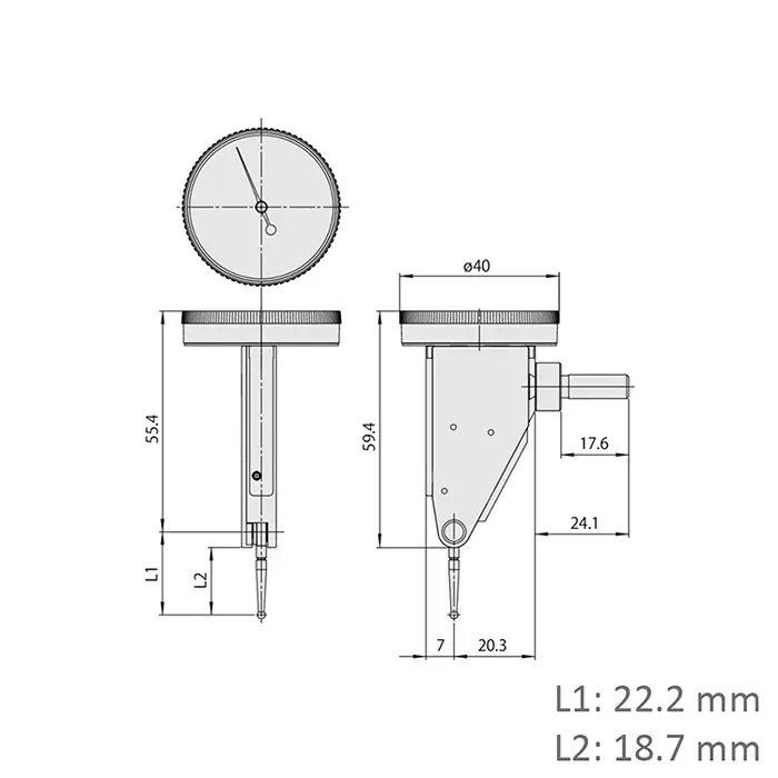 Mitutoyo Vertical Type Dial Test Indicator 0.5 mm Range ±0.005 mm Accuracy, 513-456-10E