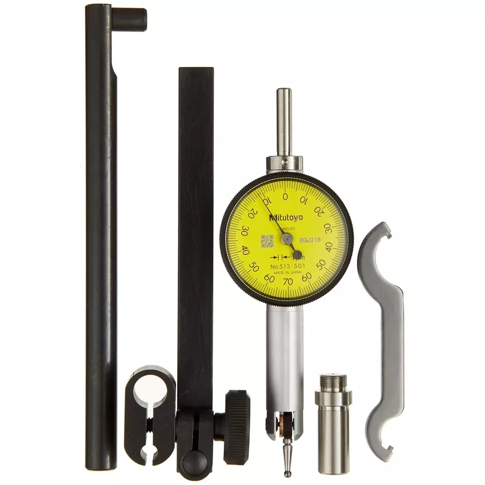 Mitutoyo Horizontal Type Dial Test Indicator Full Set with Bracket 0.14 mm Range ±0.008 mm Accuracy, 513-501-10T