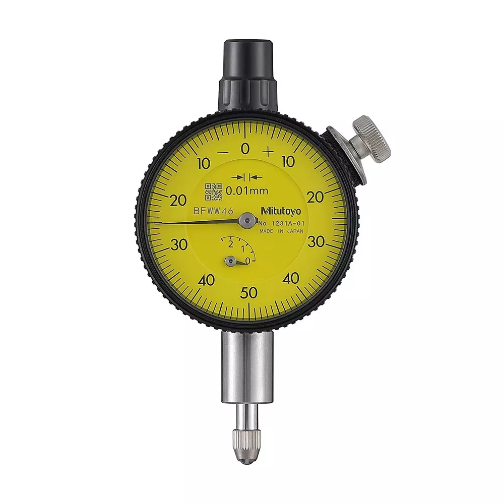 Mitutoyo Dial Indicator 0 - 2.5 mm Range, 0.01 mm Graduation, 1231A-01