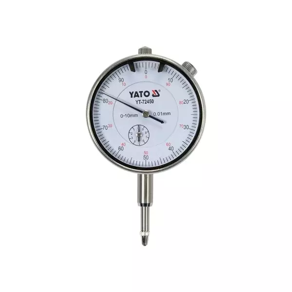 Yato Dial Indicator 0-10 mm Measurement Range and ±0.01 mm Accuracy, YT-72450