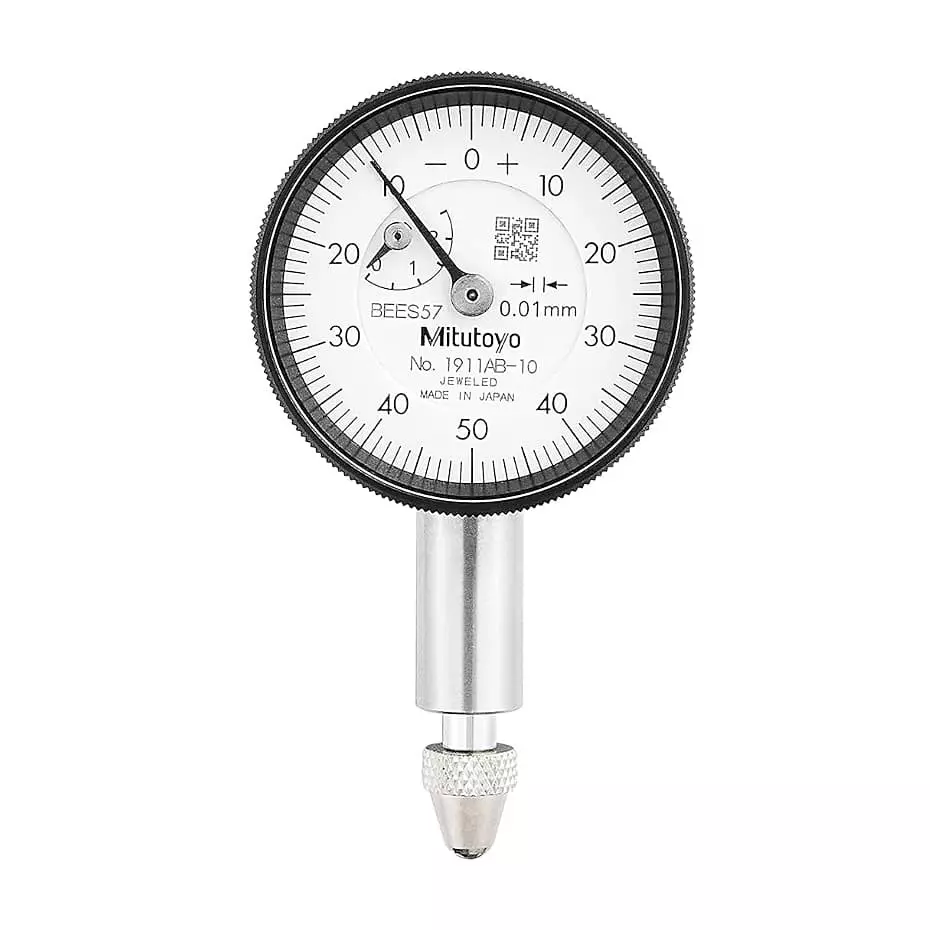 Mitutoyo Dial Indicator 0 - 2.5 mm Range, 0.01 mm Graduation, 1911AB-10