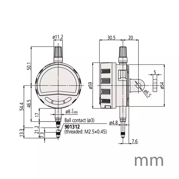 Mitutoyo ID-CX ABSOLUTE Lug Back Digimatic Indicator 0-12.7 mm Range ±0.003 mm&nbsp; Accuracy, 543-706