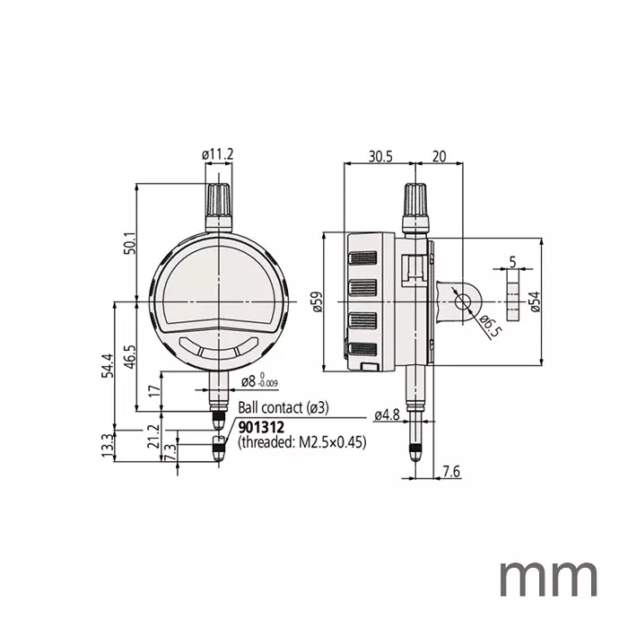 Mitutoyo ID-CX Flat Back Digimatic Indicator 0-12.7 mm Range ±0.003 mm Accuracy, 543-700B