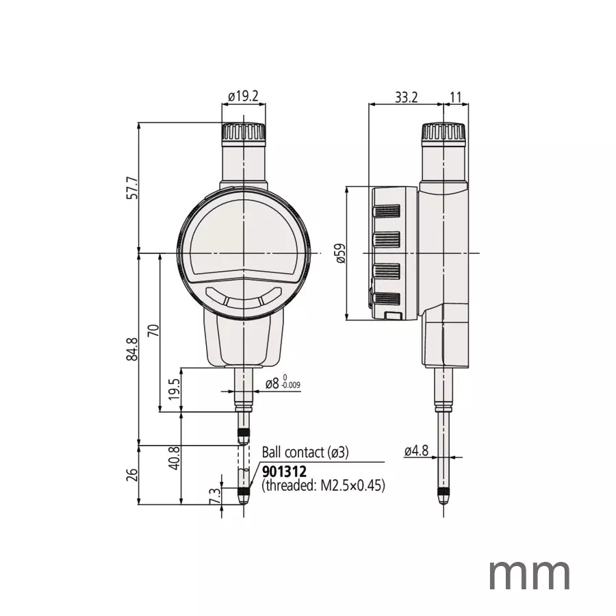 Mitutoyo ID-CX Flat Back Digimatic Indicator 0-25.4 mm Range ±0.003 mm Accuracy, 543-720B