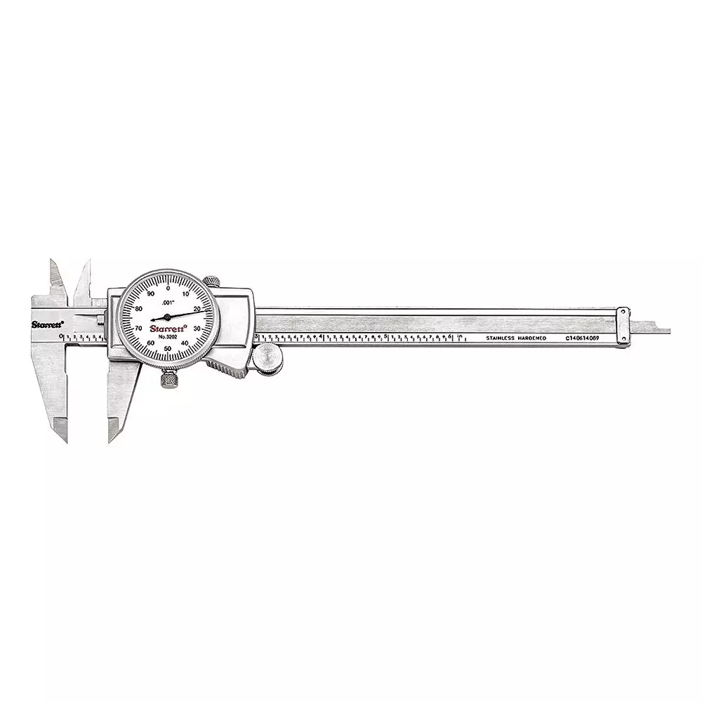 Starrett Dial Caliper, 6Inch, 0.001" Graduation, 3202-6
