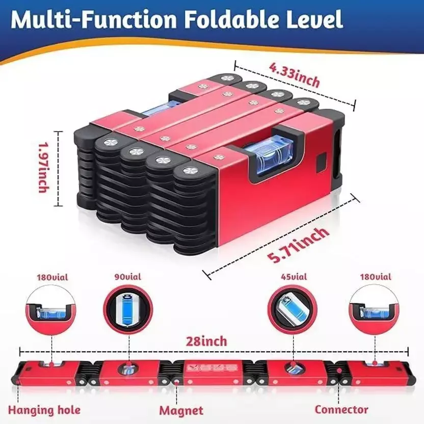 ARUDIP 71 cm Foldable Multi-Angle Magnetic Precision Level