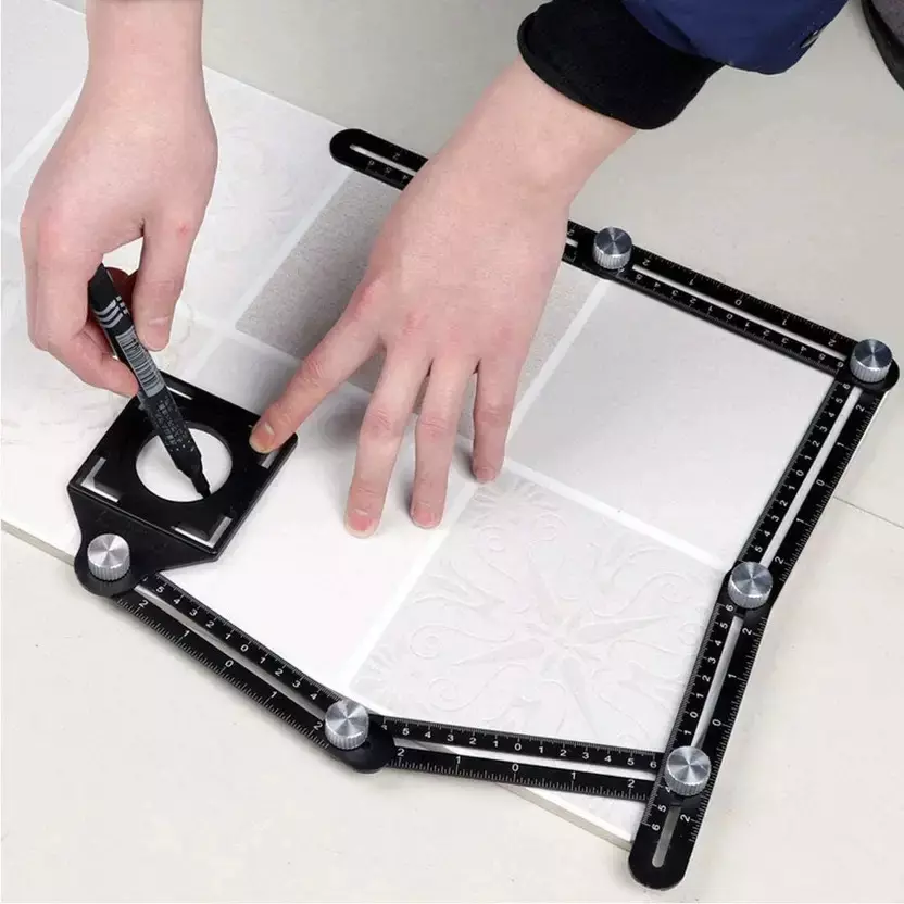 Fairmate Multi Angle Measuring Ruler 6-Sided Angle Finder Tool Non Magnetic Metal Black 30 cm Shaft Length for Home & Professional Use