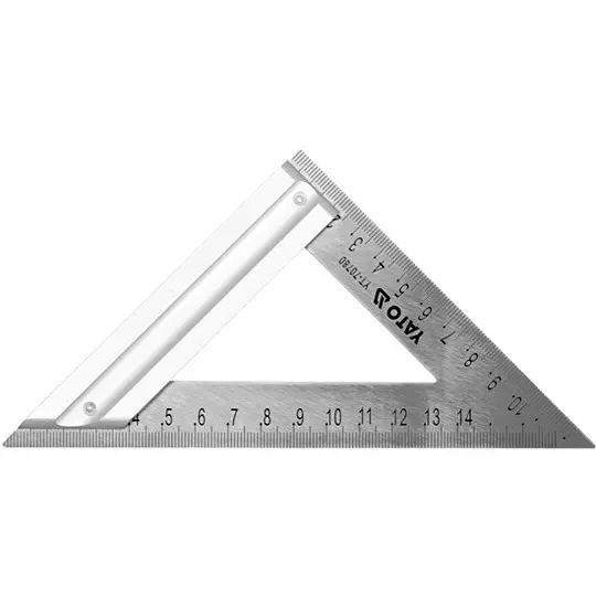 Yato Steel Set Square 170 mm Length Aluminium Alloy Base and Metric Scale, YT-70780
