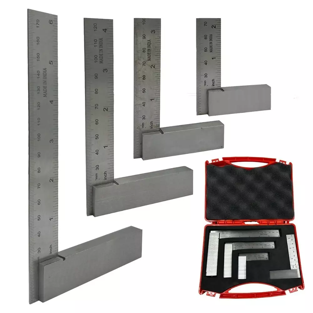 Assorts Machinist Try Square Tool Steel 50, 75, 100 & 150 mm Size (Pack of 4)