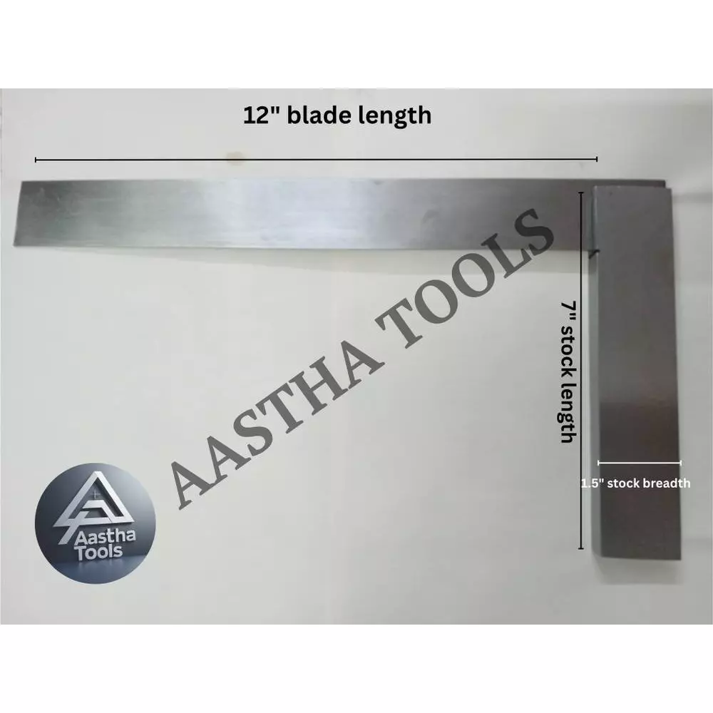 Aastha Tools Engineering Try Square 304.8 mm (12 inch) Blade Length & 177.8 mm Tongue Length (Pack of 2)