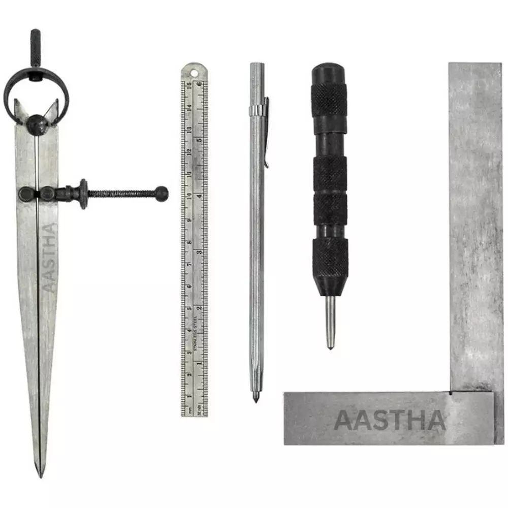 Aastha Tools Engineer's Try Square Marking and Measuring Stainless Steel (Set of 5)