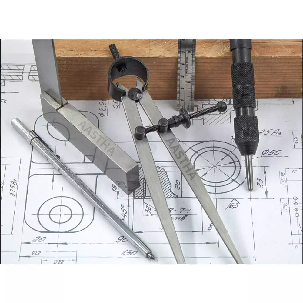 Aastha Tools Engineer's Try Square Marking and Measuring Stainless Steel (Set of 5)