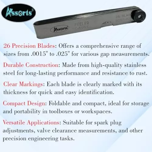 Assorts Thickness Gauge Stainless Steel 0.0381 to 0.635 mm Range