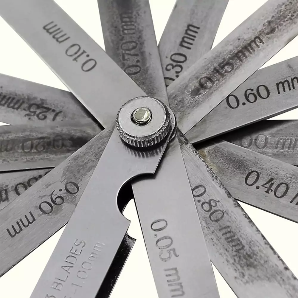 CUTHARD Feeler Gauge with 13 Blades 100 mm (4 inch) Length 0.05mm to 1.00mm Range Size Stainless Steel Silver,CH70003