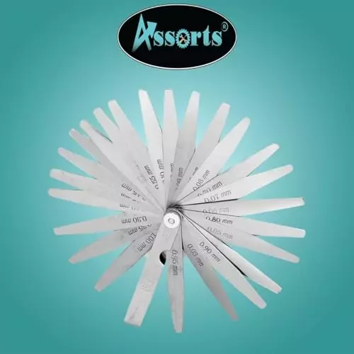 Assorts Metric Standard Feeler Gauge Stainless Steel 0.03 to 1.00 mm 26 Blades Compact and Portable