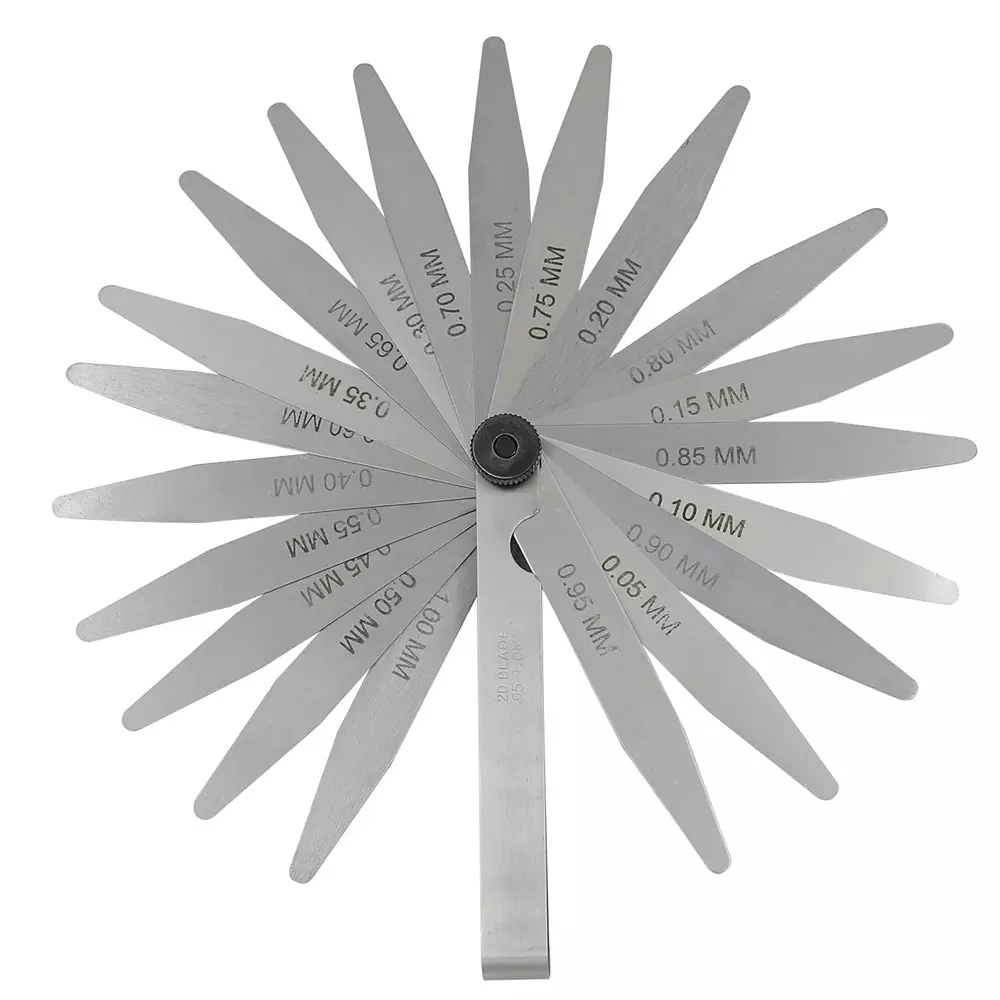 CUTHARD Feeler Gauge with 20 Blades 100 mm (4 inch) Length 0.05mm to 1.00mm Range Size Stainless Steel Silver, CH70004